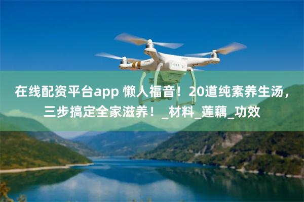 在线配资平台app 懒人福音！20道纯素养生汤，三步搞定全家滋养！_材料_莲藕_功效