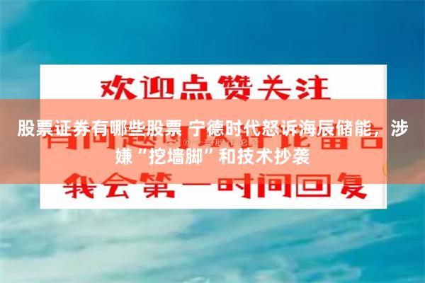 股票证券有哪些股票 宁德时代怒诉海辰储能，涉嫌“挖墙脚”和技术抄袭