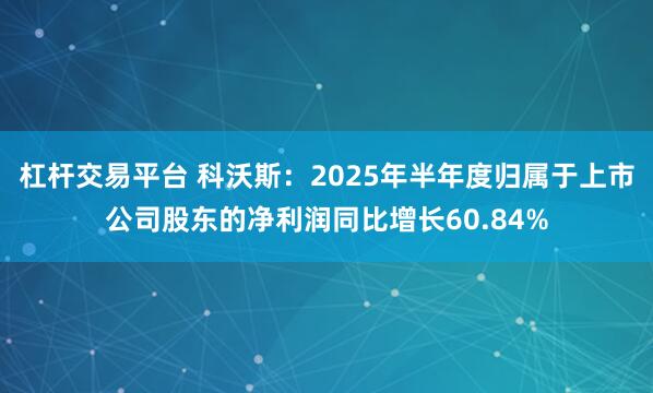 杠杆交易平台 科沃斯：2025年半年度归属于上市公司股东的净利润同比增长60.84%